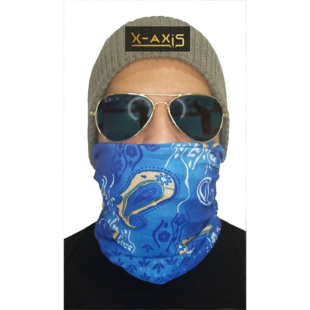 Seamless Face Cover Mouth Mask Bandanna Neck Blue
